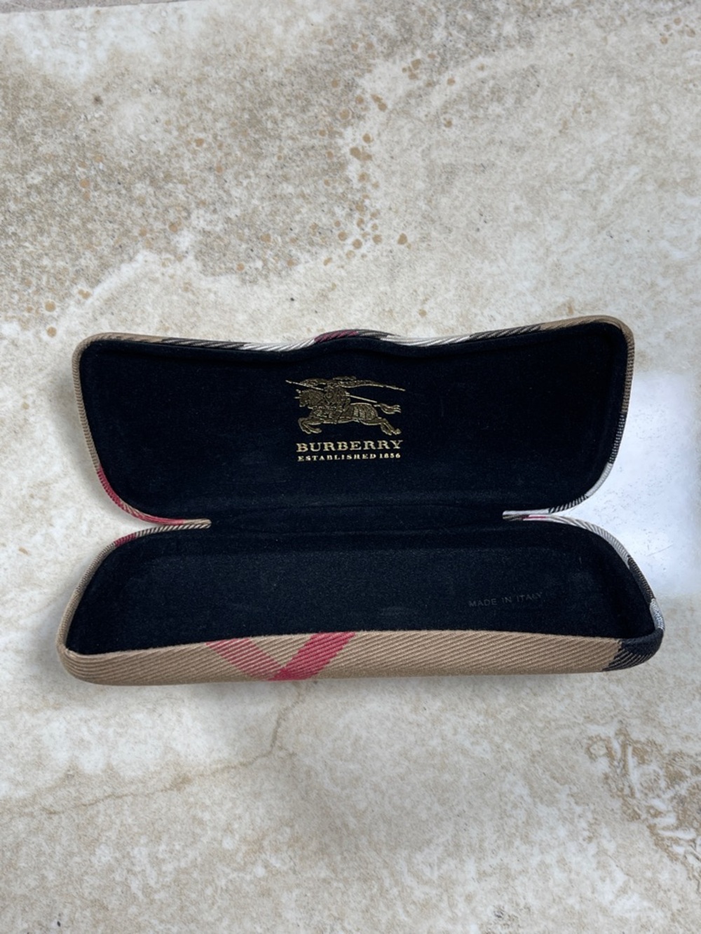 Burberry Beige Tan Black Red Nova Check Eyewear Case - Picture 3 of 13